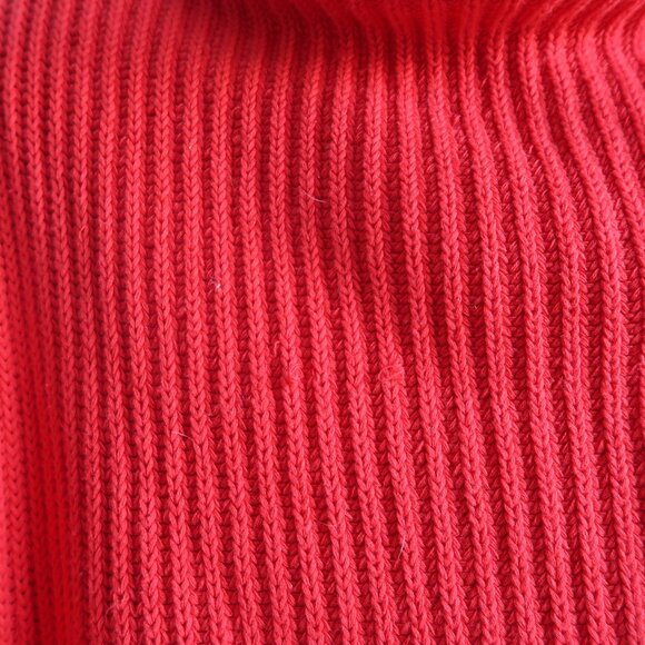 Free People Red Oversized Ribbed Knit Sweater - Size Small Cowl Neck Chunky - Picture 4 of 9
